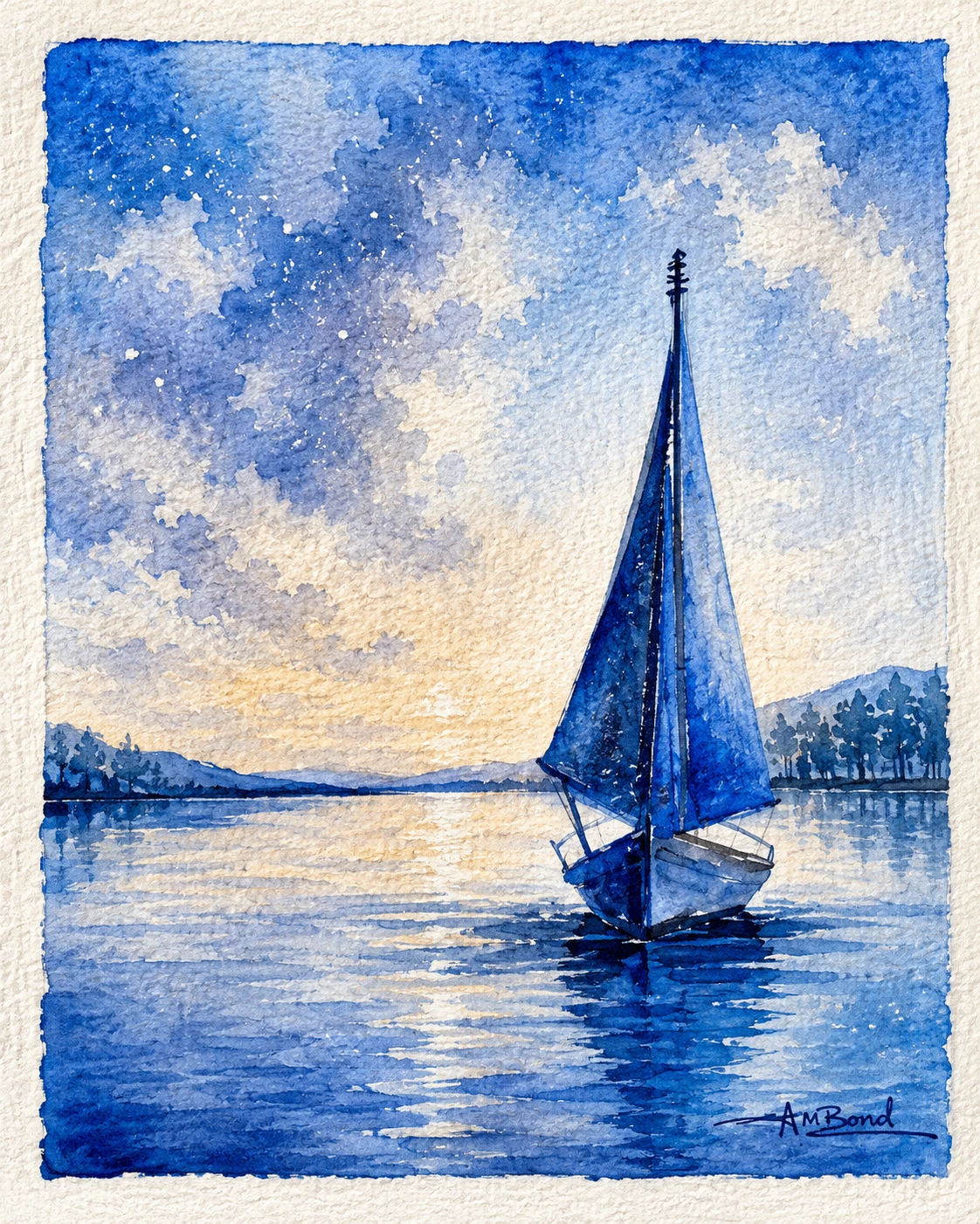 Seascape — original watercolour painting by Anne-Marie Bond
