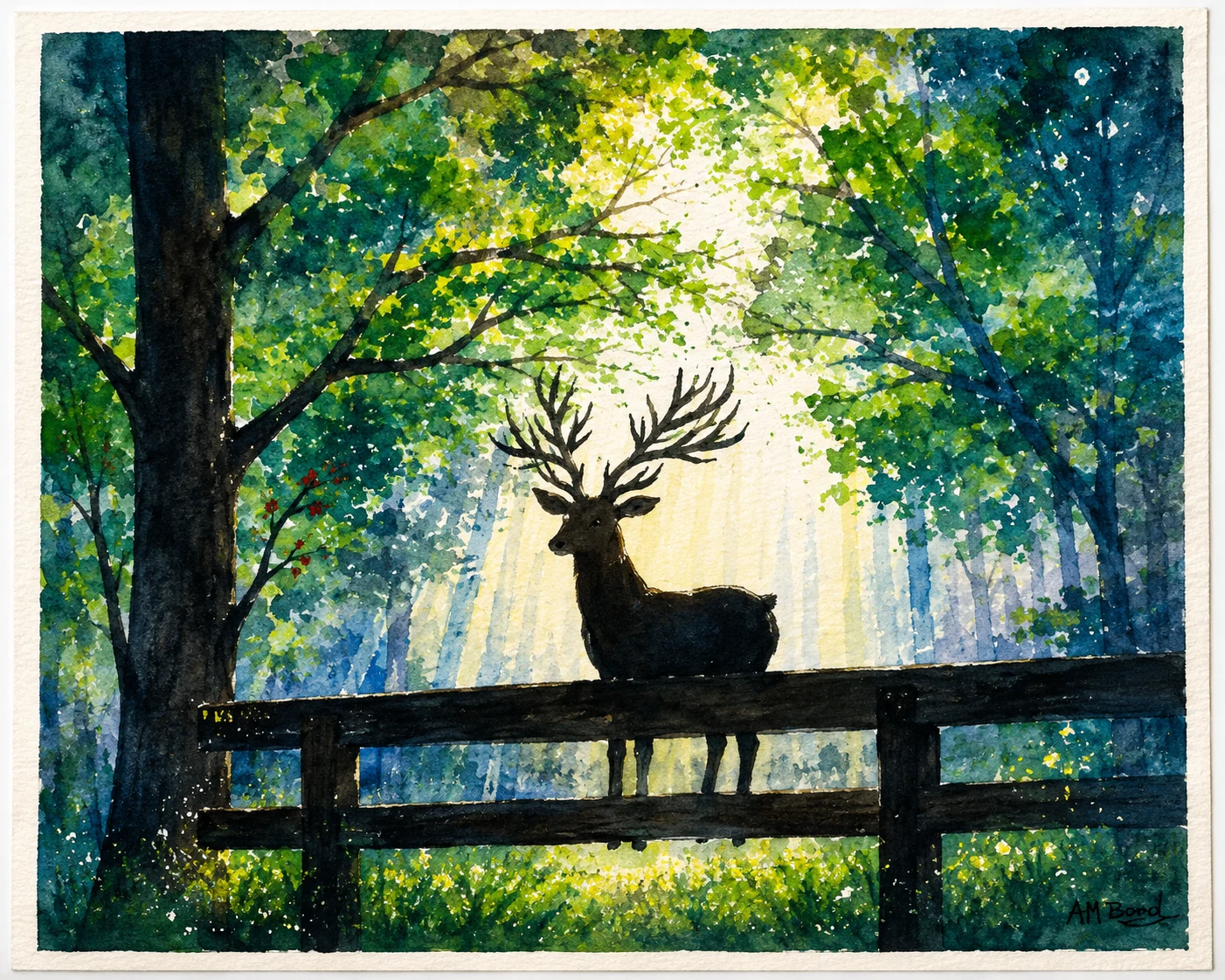 The Stag — original watercolour painting by Anne-Marie Bond