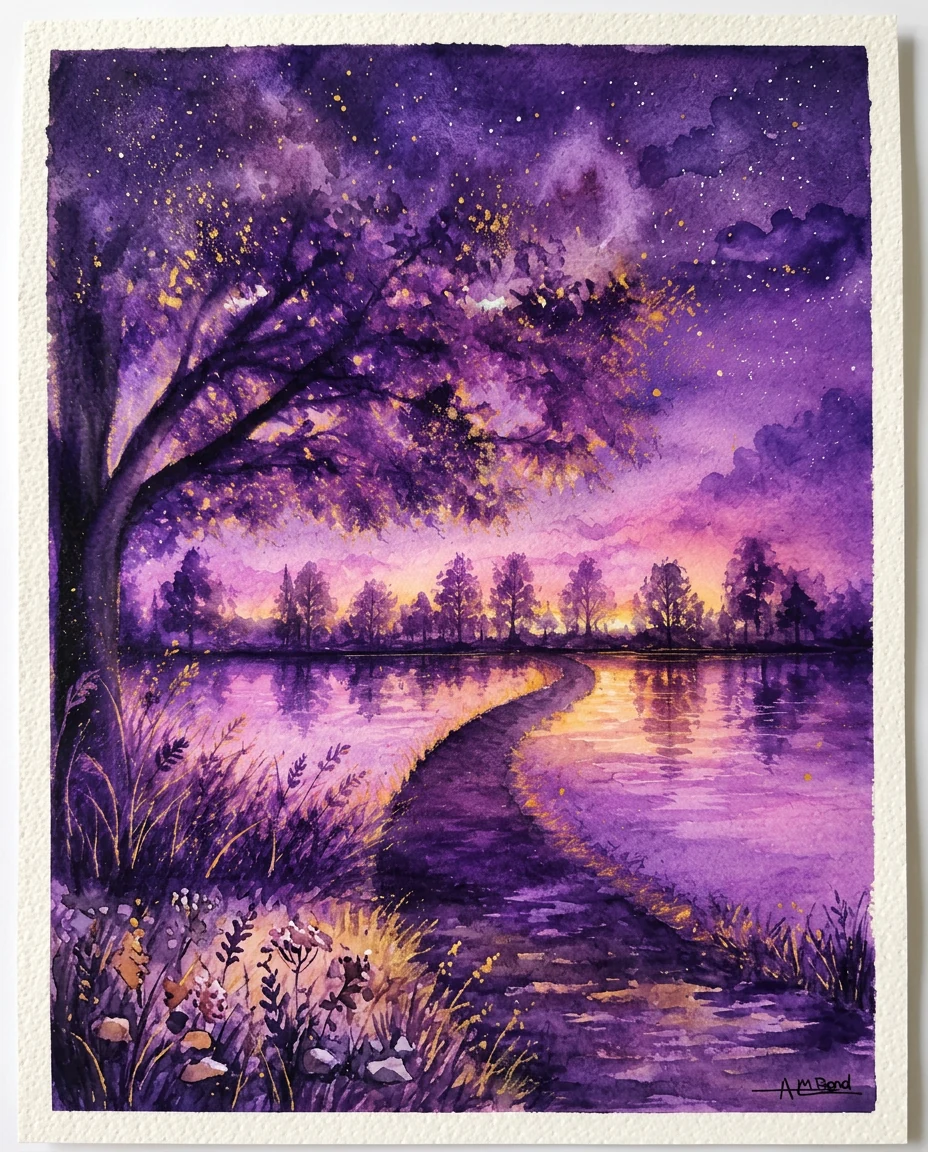 Landscape — original watercolour painting by Anne-Marie Bond