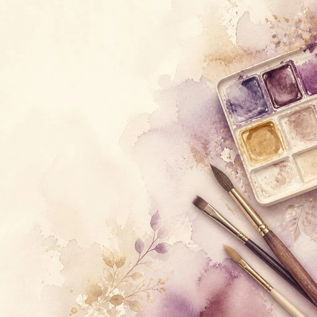Watercolour palette and brushes